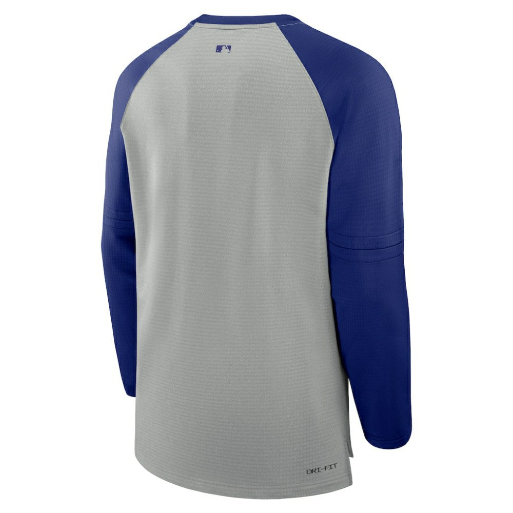 Heather Gray/Royal Texas Rangers Nike Authentic Collection Game Time Raglan Performance Long Sleeve T-Shirt
