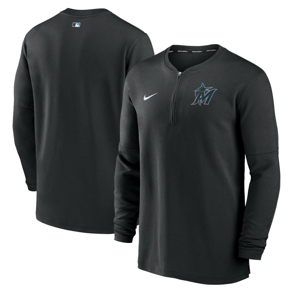 Black Miami Marlins Nike Authentic Collection Game Time Performance Quarter-Zip Top