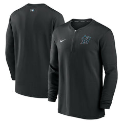 Black Miami Marlins Nike Authentic Collection Game Time Performance Quarter-Zip Top