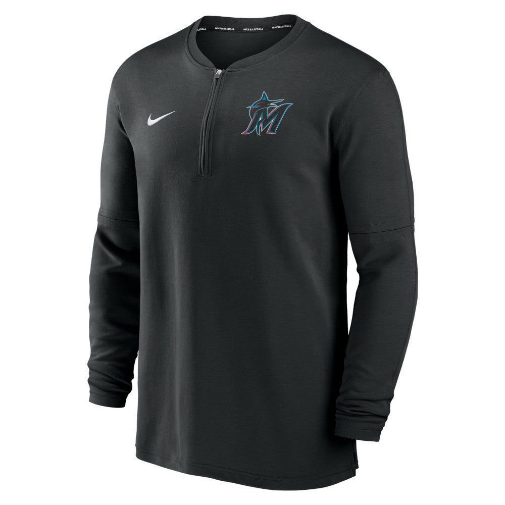 Black Miami Marlins Nike Authentic Collection Game Time Performance Quarter-Zip Top