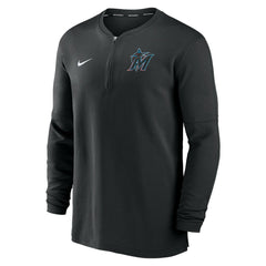 Black Miami Marlins Nike Authentic Collection Game Time Performance Quarter-Zip Top