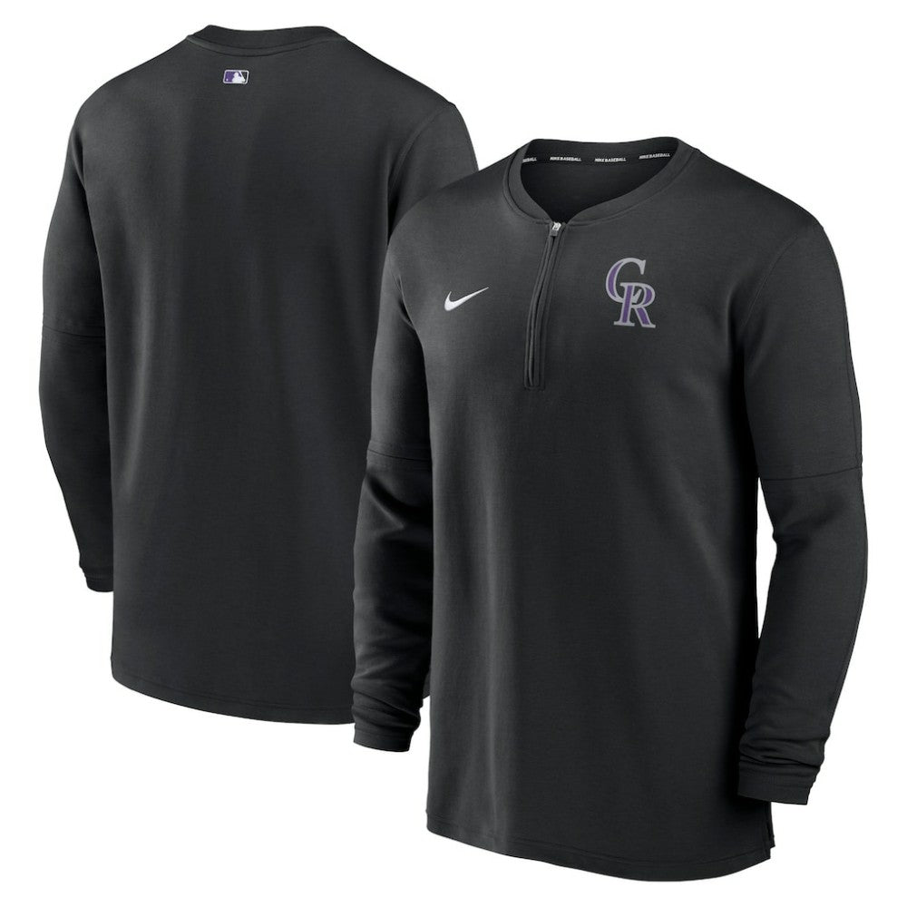Black Colorado Rockies Nike Authentic Collection Game Time Performance Quarter-Zip Top