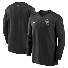 Black Colorado Rockies Nike Authentic Collection Game Time Performance Quarter-Zip Top