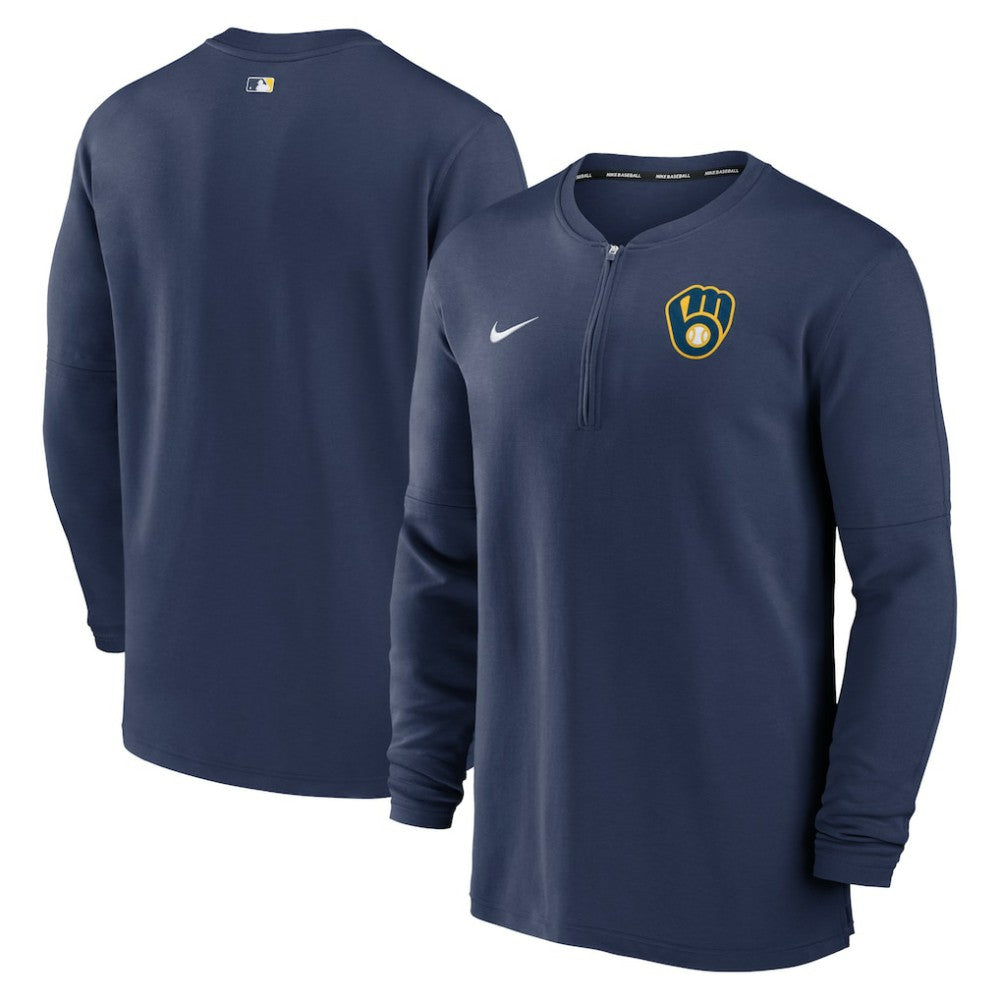 Navy Milwaukee Brewers Nike Authentic Collection Game Time Performance Quarter-Zip Top