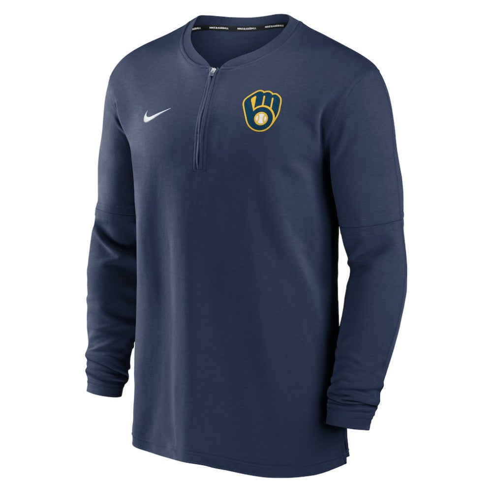 Navy Milwaukee Brewers Nike Authentic Collection Game Time Performance Quarter-Zip Top
