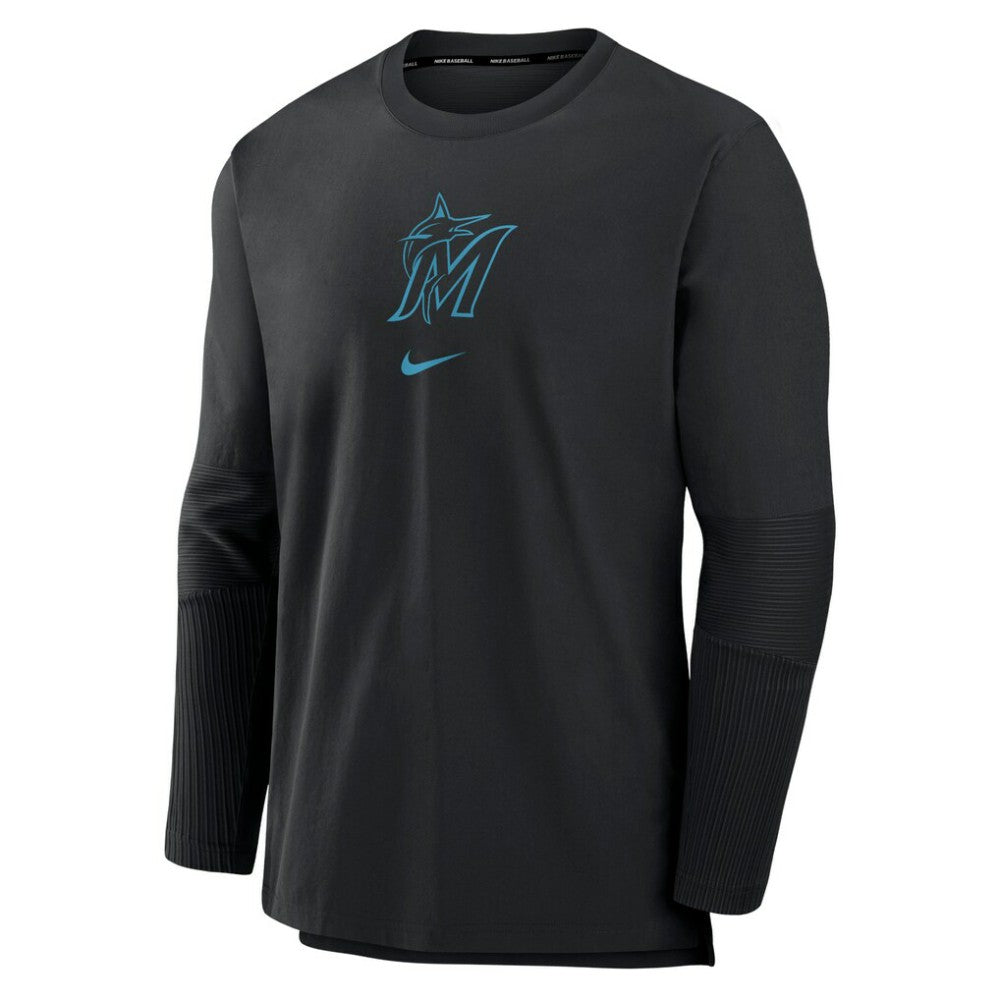 Black Miami Marlins Nike Authentic Collection Player Dri-FIT Lightweight Pullover