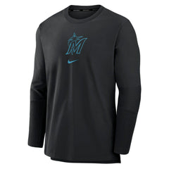 Black Miami Marlins Nike Authentic Collection Player Dri-FIT Lightweight Pullover