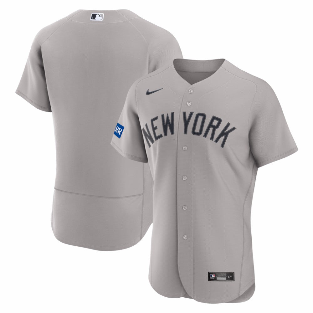 Gray New York Yankees Nike Road Sponsor Patch Authentic Jersey