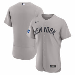 Gray New York Yankees Nike Road Sponsor Patch Authentic Jersey