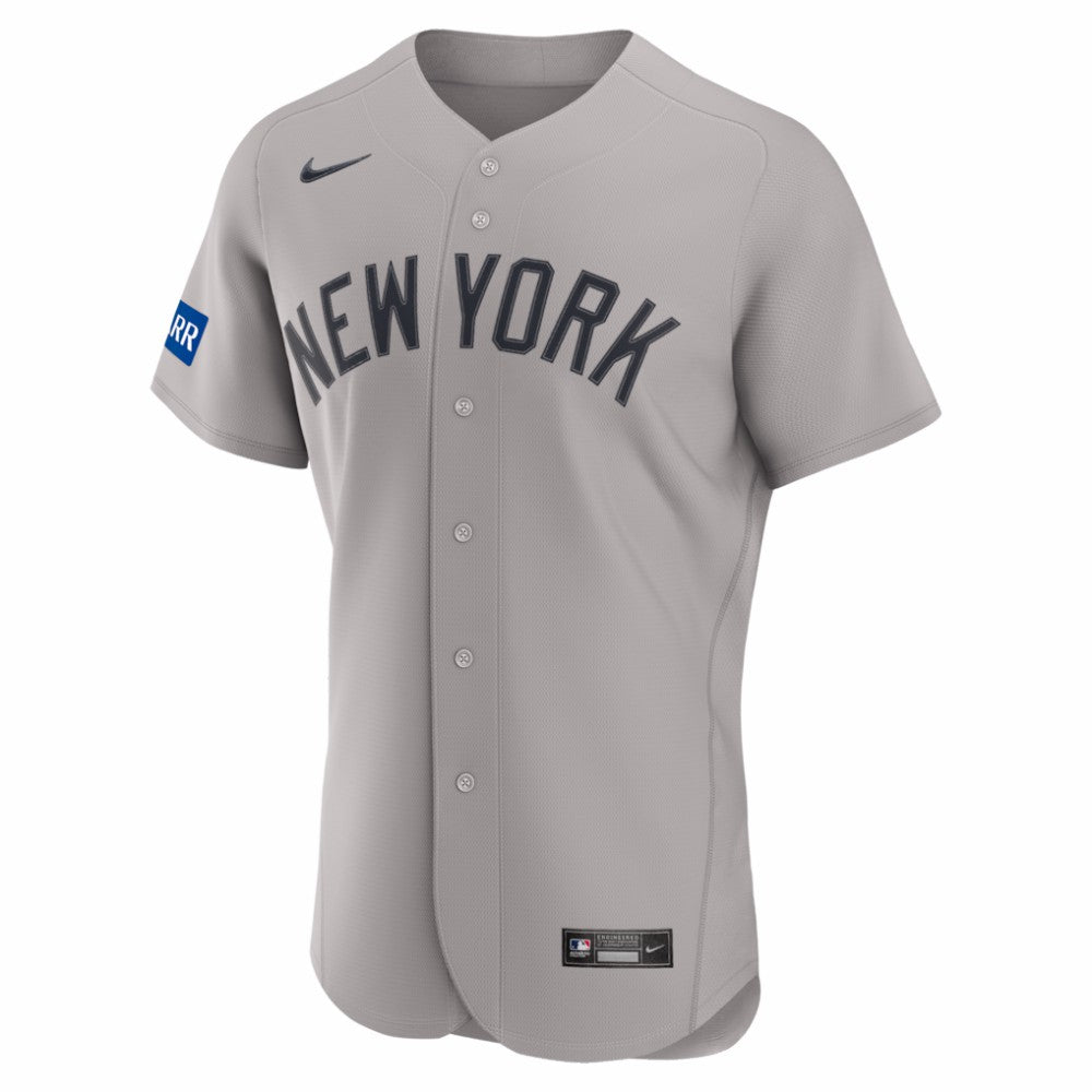 Gray New York Yankees Nike Road Sponsor Patch Authentic Jersey