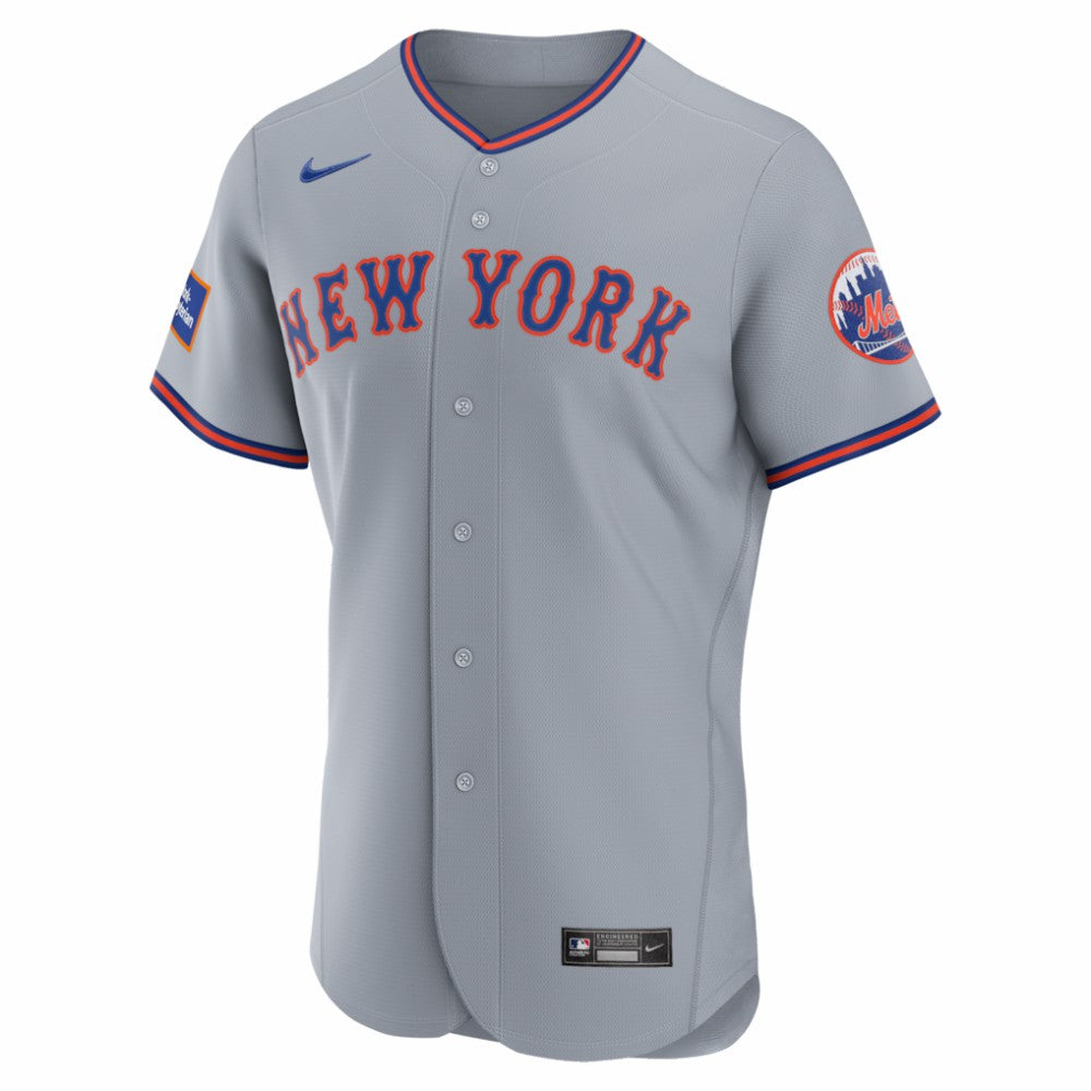 Gray New York Mets Nike Road Sponsor Patch Authentic Jersey