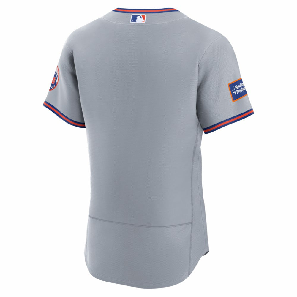 Gray New York Mets Nike Road Sponsor Patch Authentic Jersey
