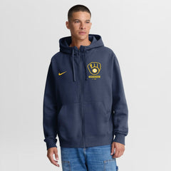 Navy Milwaukee Brewers Nike Primetime Lockup Full-Zip Hoodie