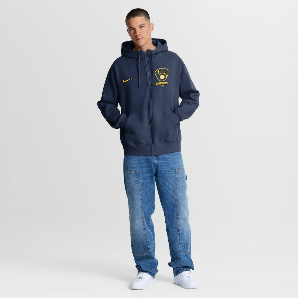 Navy Milwaukee Brewers Nike Primetime Lockup Full-Zip Hoodie