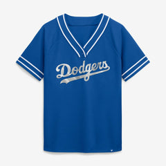Royal Los Angeles Dodgers Fanatics Women's Diva Race Ahead Raglan V-Neck T-Shirt