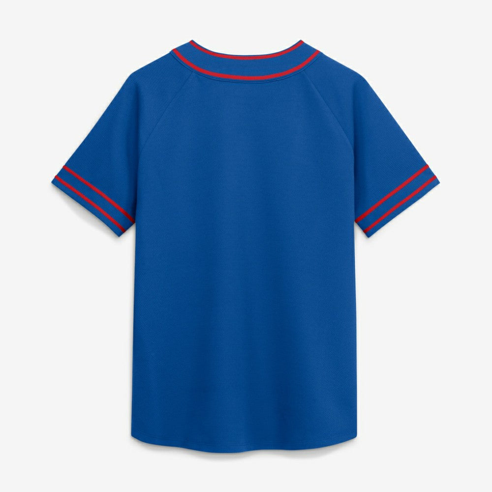 Royal Chicago Cubs Fanatics Women's Diva Race Ahead Raglan V-Neck T-Shirt