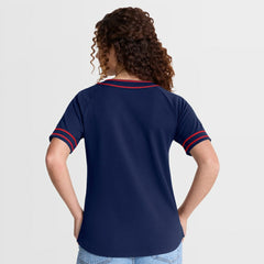 Navy Boston Red Sox Fanatics Women's Diva Race Ahead Raglan V-Neck T-Shirt