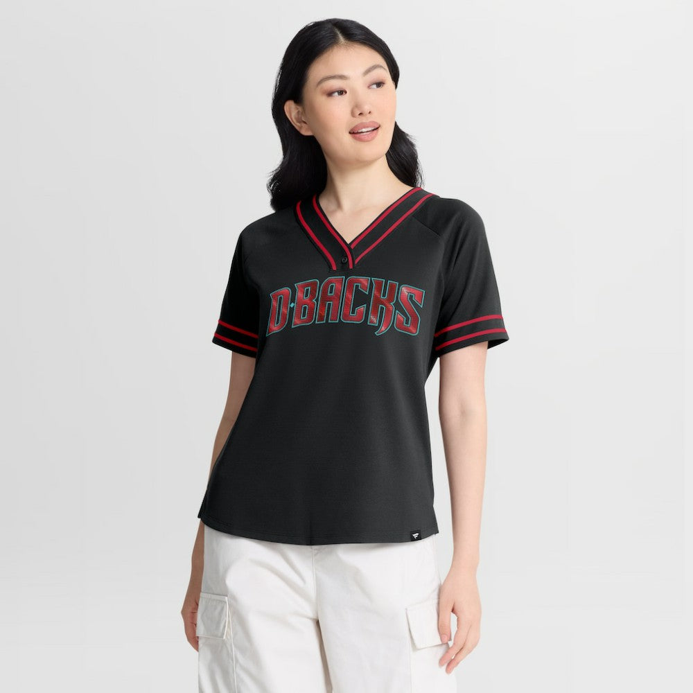 Black Arizona Diamondbacks Fanatics Women's Diva Race Ahead Raglan V-Neck T-Shirt