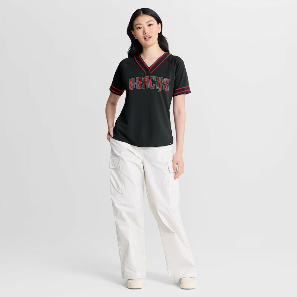 Black Arizona Diamondbacks Fanatics Women's Diva Race Ahead Raglan V-Neck T-Shirt