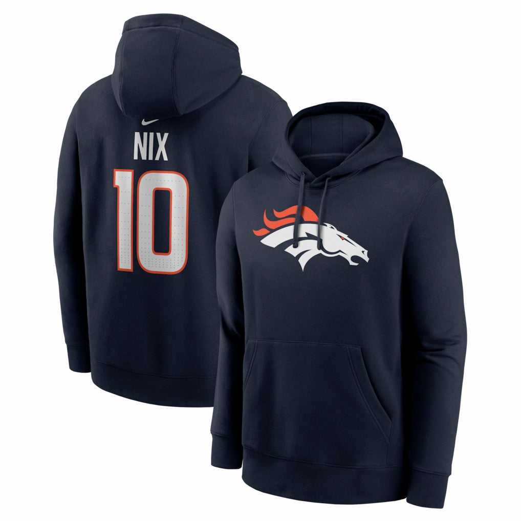 Bo Nix  Name & Number Fleece Hoodie - Denver Broncos Hoodies