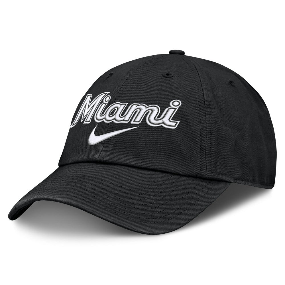 Black Miami Marlins Nike Primetime Club Adjustable Hat