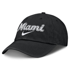 Black Miami Marlins Nike Primetime Club Adjustable Hat