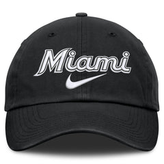 Black Miami Marlins Nike Primetime Club Adjustable Hat