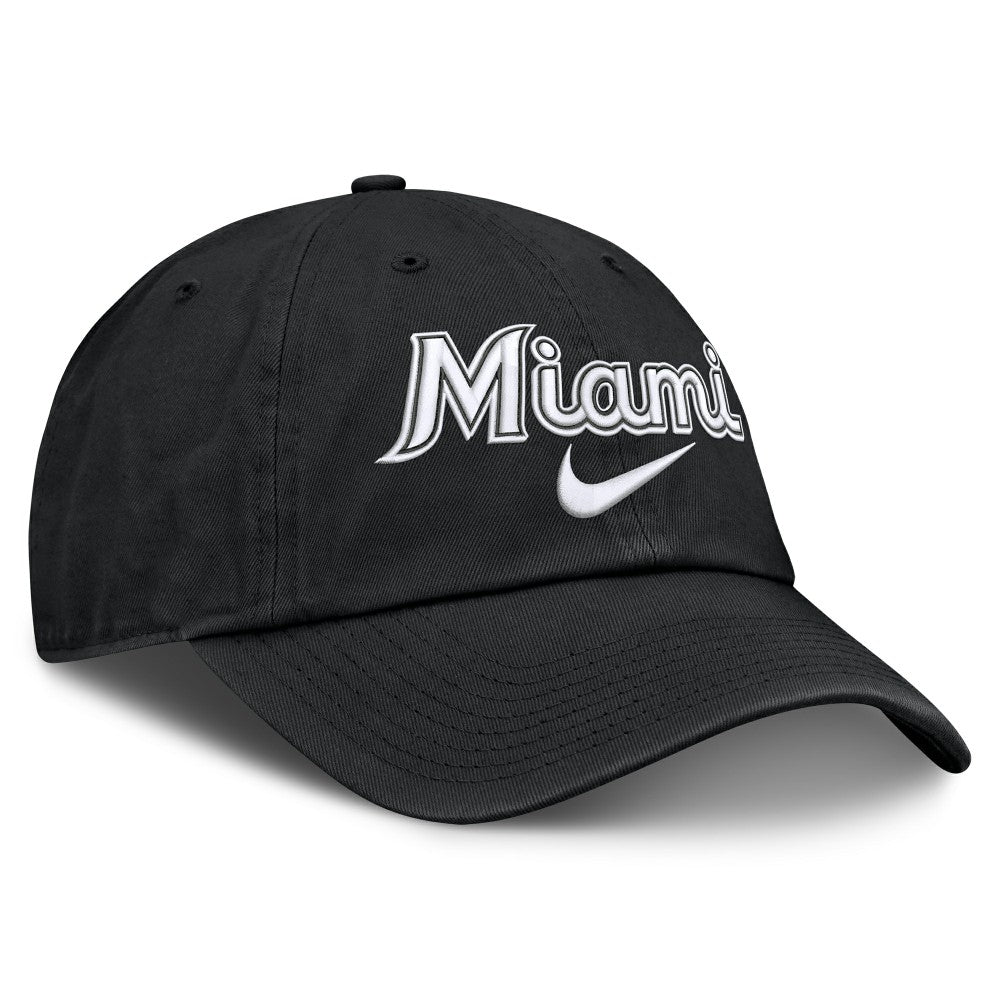 Black Miami Marlins Nike Primetime Club Adjustable Hat