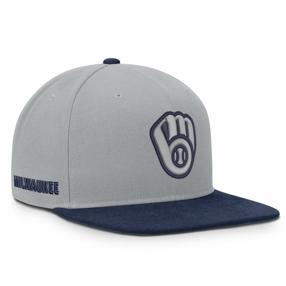 Gray/Navy Milwaukee Brewers Nike Primetime Pro Dri-FIT Snapback Hat