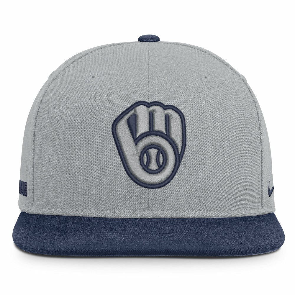 Gray/Navy Milwaukee Brewers Nike Primetime Pro Dri-FIT Snapback Hat