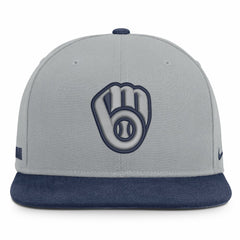 Gray/Navy Milwaukee Brewers Nike Primetime Pro Dri-FIT Snapback Hat