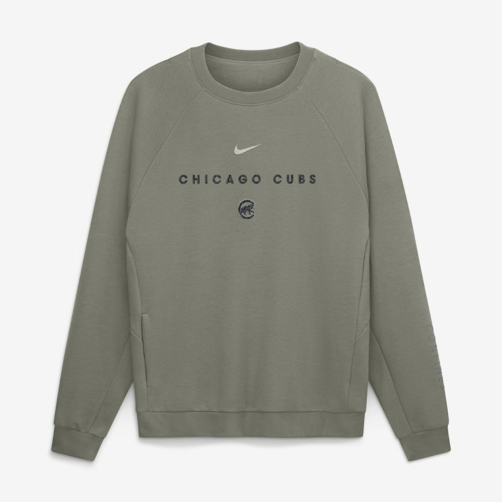 Olive Chicago Cubs Nike Statement Primary Raglan Dri-FIT Sweatshirt