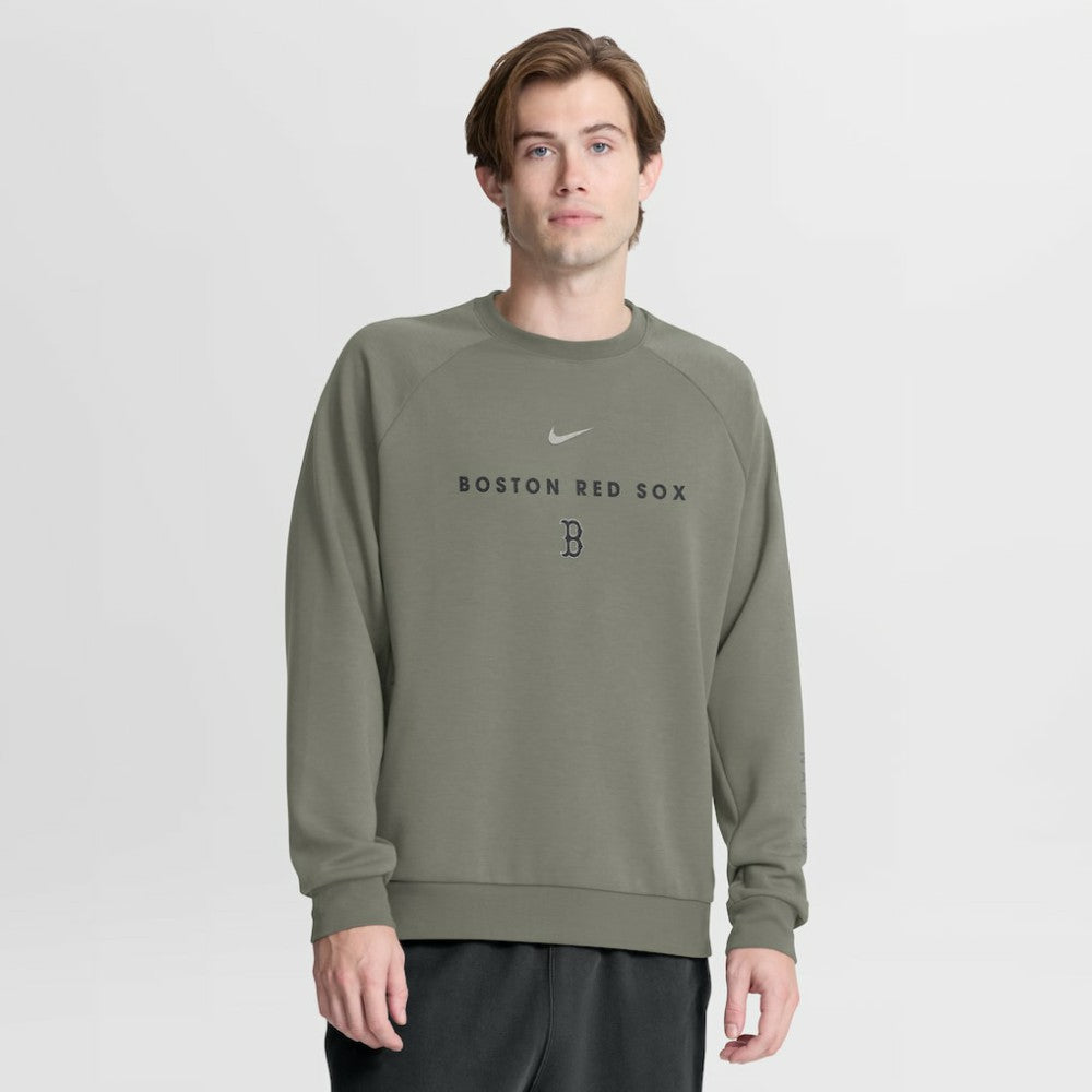 Olive Boston Red Sox Nike Statement Primary Raglan Dri-FIT Sweatshirt