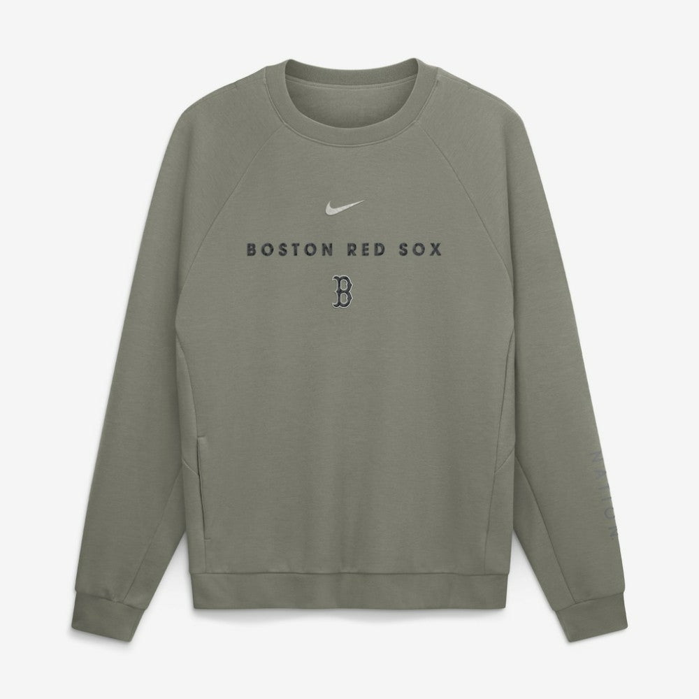 Olive Boston Red Sox Nike Statement Primary Raglan Dri-FIT Sweatshirt