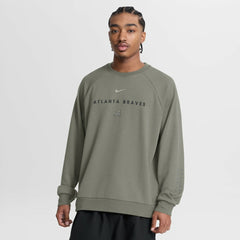 Olive Atlanta Braves Nike Statement Primary Raglan Dri-FIT Sweatshirt