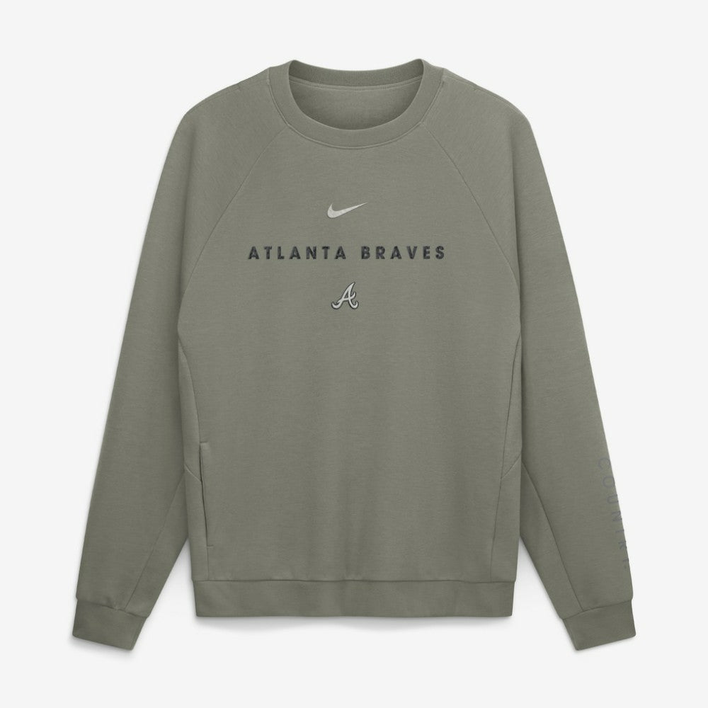 Olive Atlanta Braves Nike Statement Primary Raglan Dri-FIT Sweatshirt
