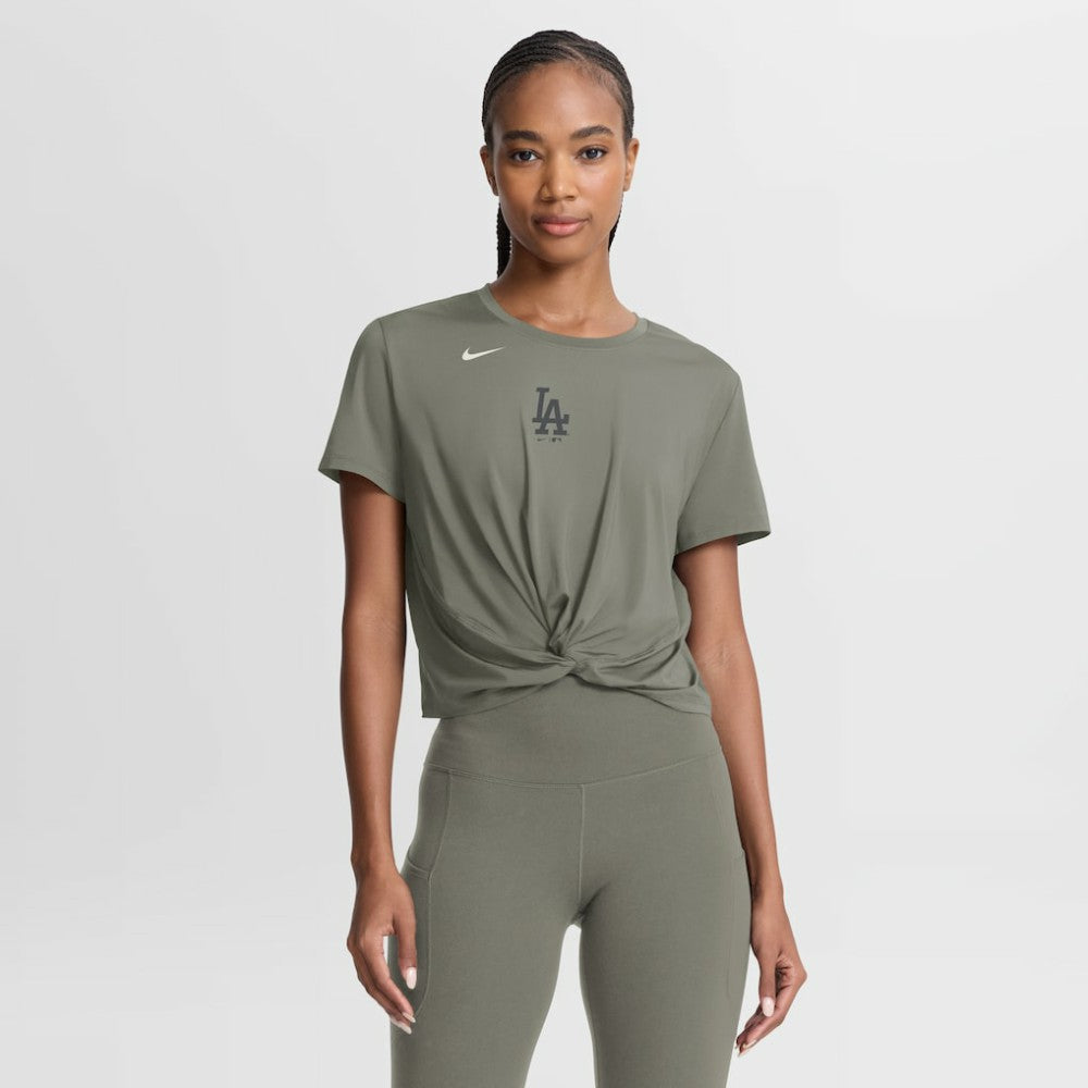 Olive Los Angeles Dodgers Nike Women's One Twist Dri-FIT Cropped T-Shirt