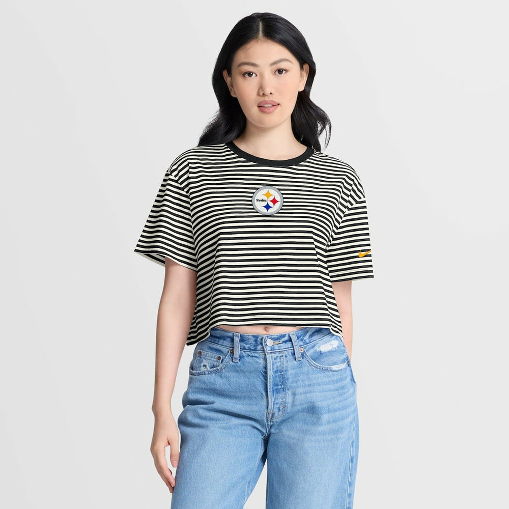 Women's Striped Cropped T-Shirt - Pittsburgh Steelers T-shirts