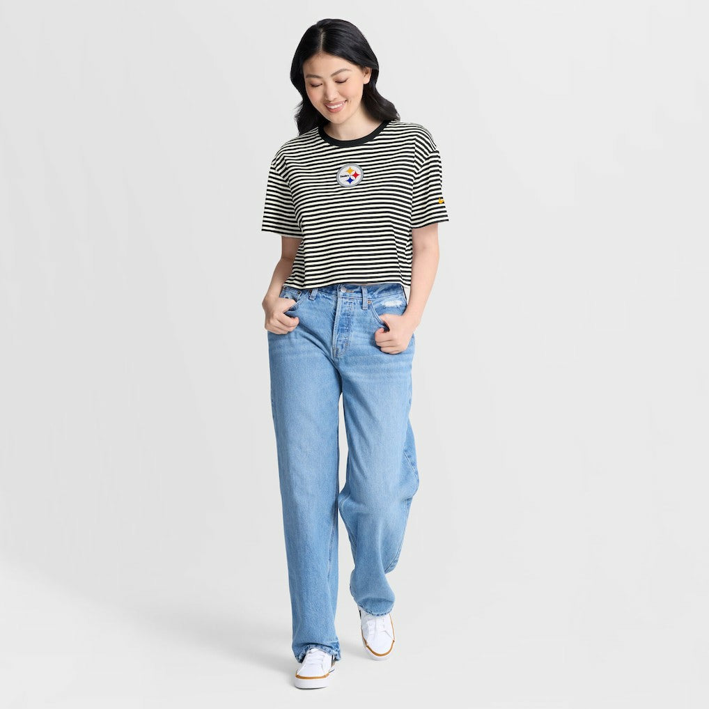 Women's Striped Cropped T-Shirt - Pittsburgh Steelers T-shirts