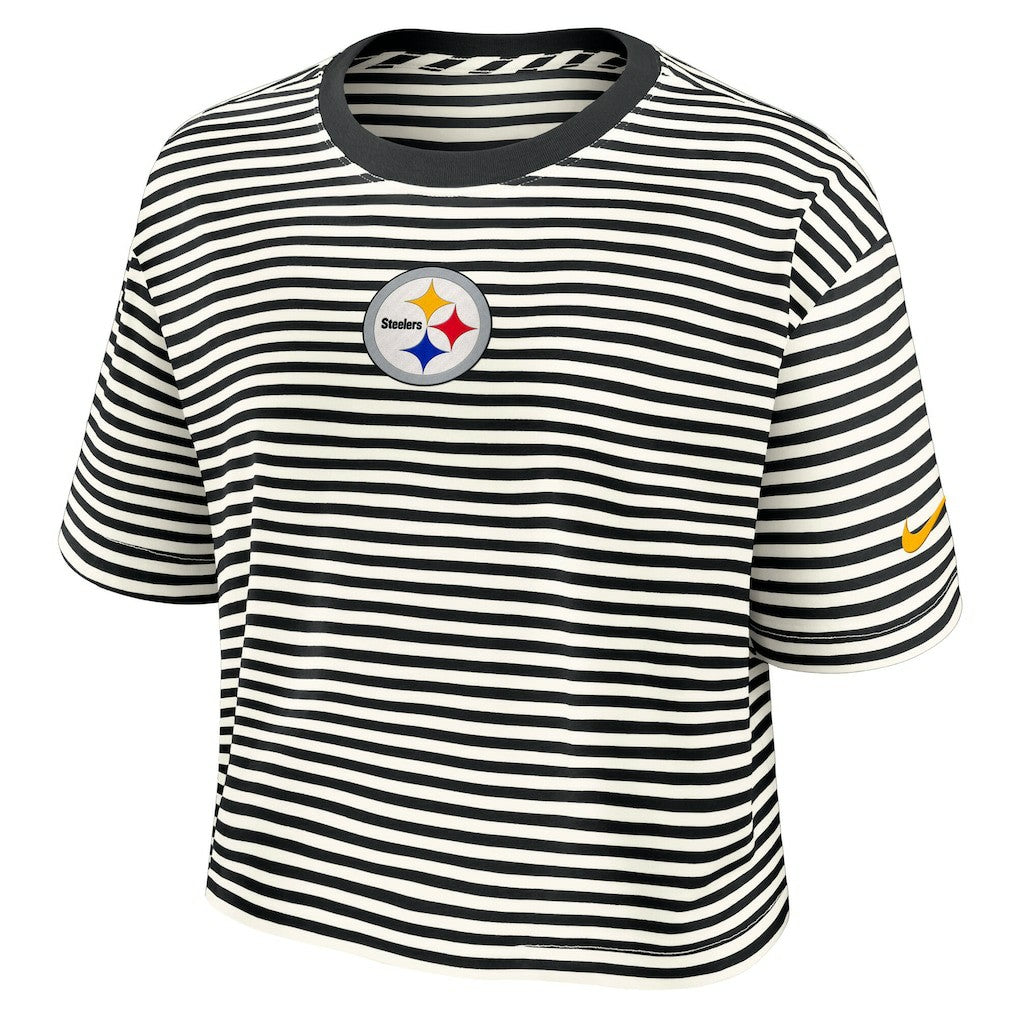 Women's Striped Cropped T-Shirt - Pittsburgh Steelers T-shirts