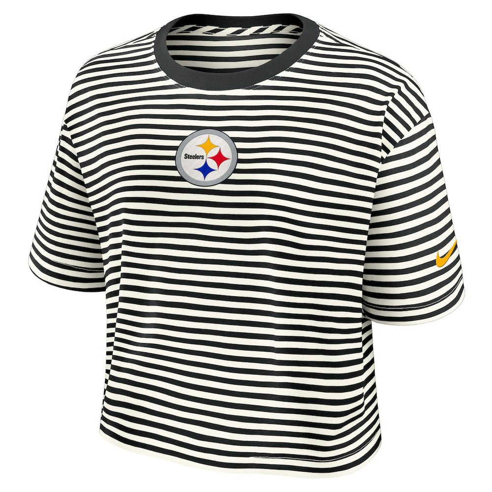 Women's Striped Cropped T-Shirt - Pittsburgh Steelers T-shirts