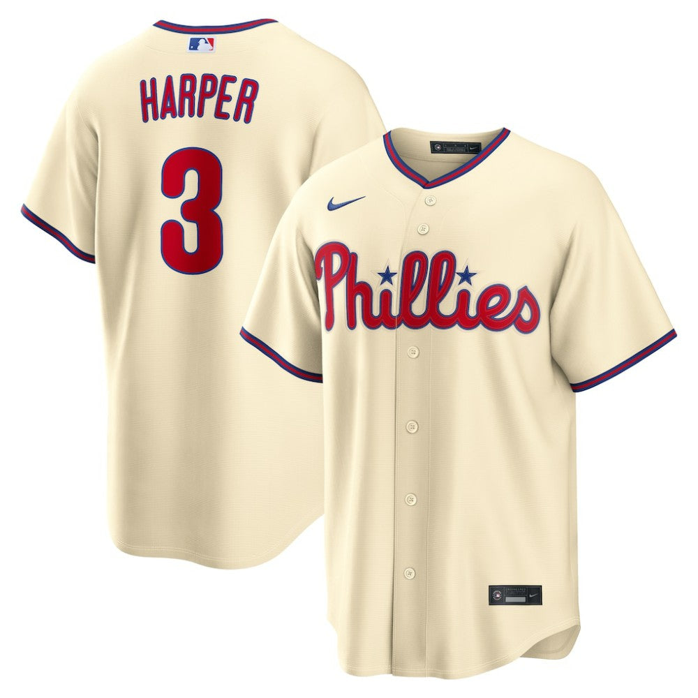 Cream Bryce Harper Philadelphia Phillies Nike Alternate Replica Jersey
