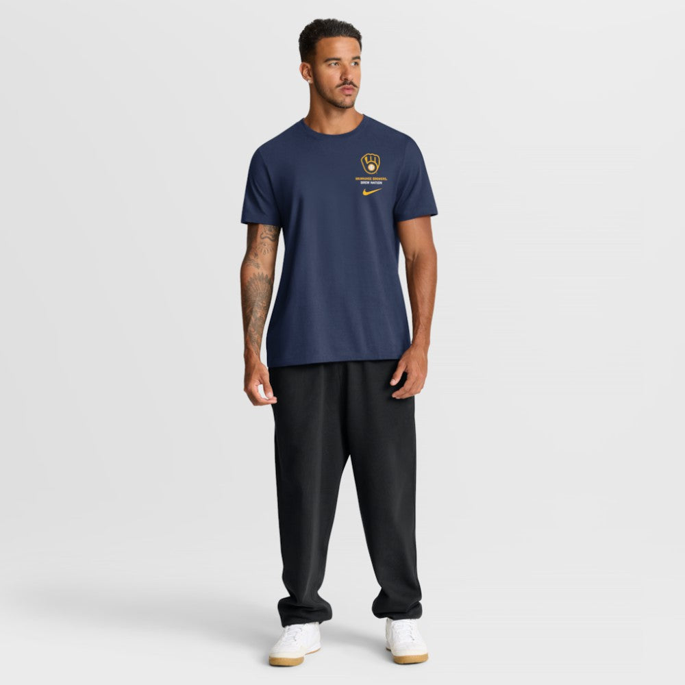 Navy Milwaukee Brewers Nike Primetime 2-Hit T-Shirt