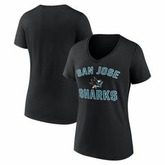 NHL San Jose Sharks Logo Athletic Women's Arch Victory V-Neck T-Shirt