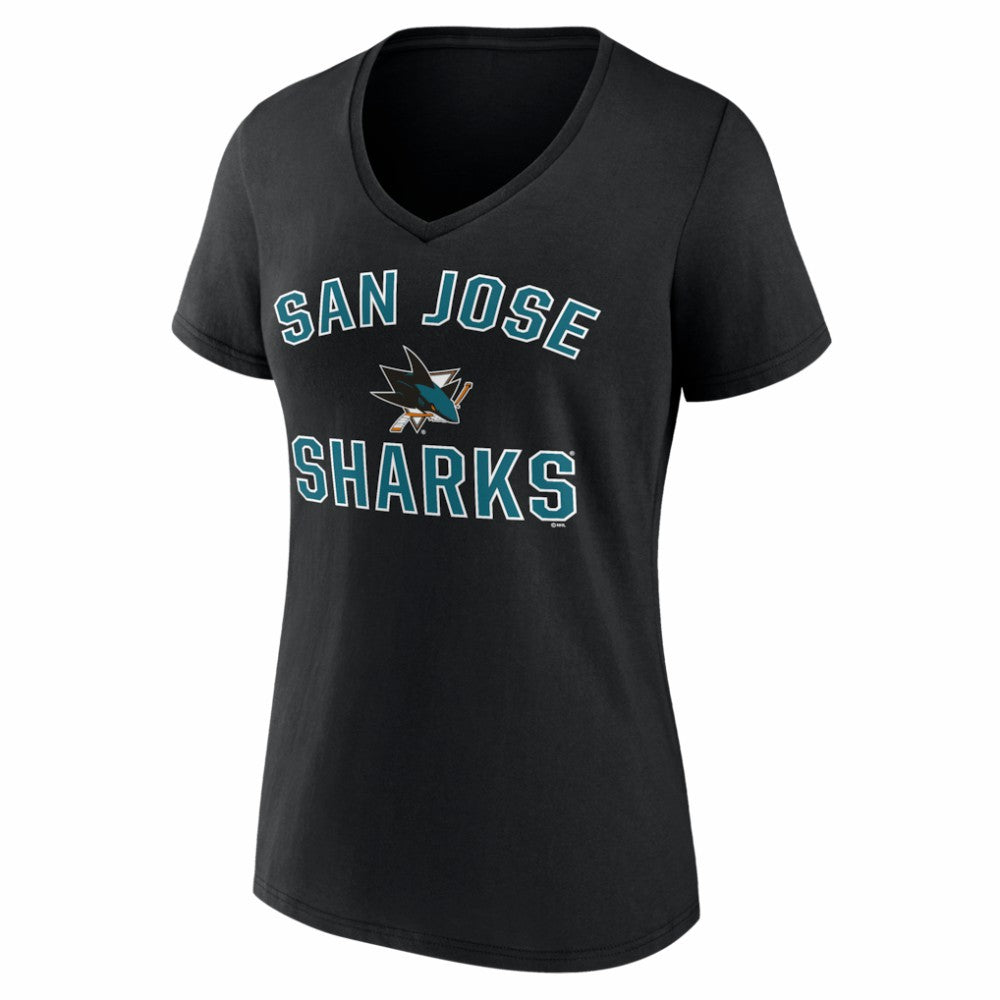 NHL San Jose Sharks Logo Athletic Women's Arch Victory V-Neck T-Shirt