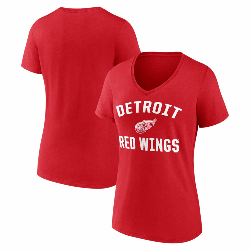 NHL Detroit Red Wings Logo Athletic Women's Arch Victory V-Neck T-Shirt