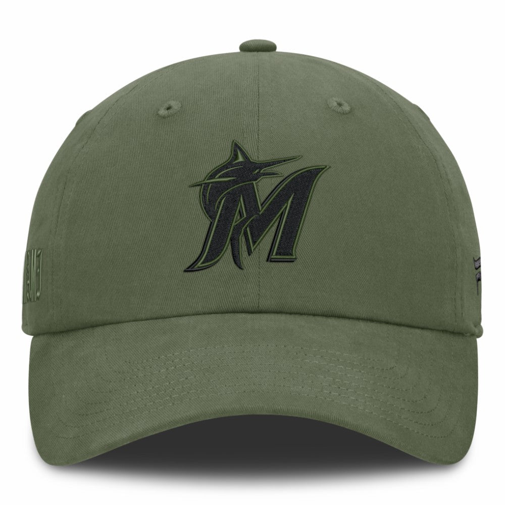 Olive Miami Marlins Fanatics Pine Rider Adjustable Hat