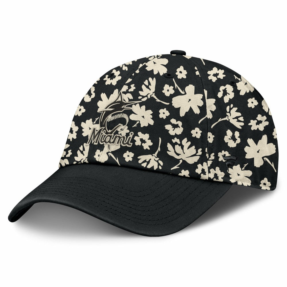 Black Miami Marlins Fanatics Women's Blossom Adjustable Hat