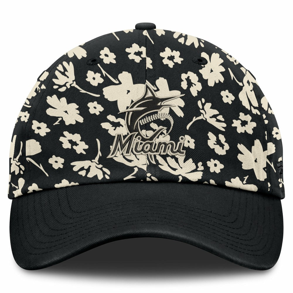 Black Miami Marlins Fanatics Women's Blossom Adjustable Hat