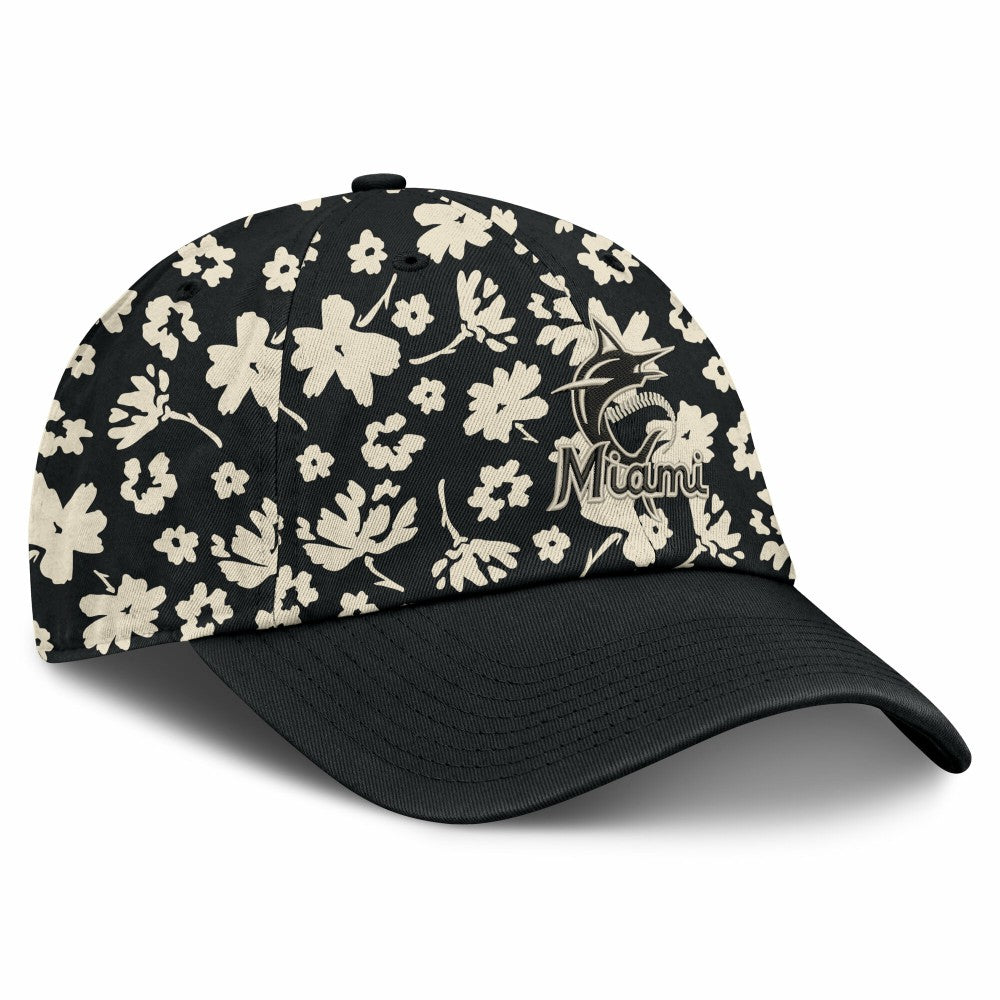 Black Miami Marlins Fanatics Women's Blossom Adjustable Hat